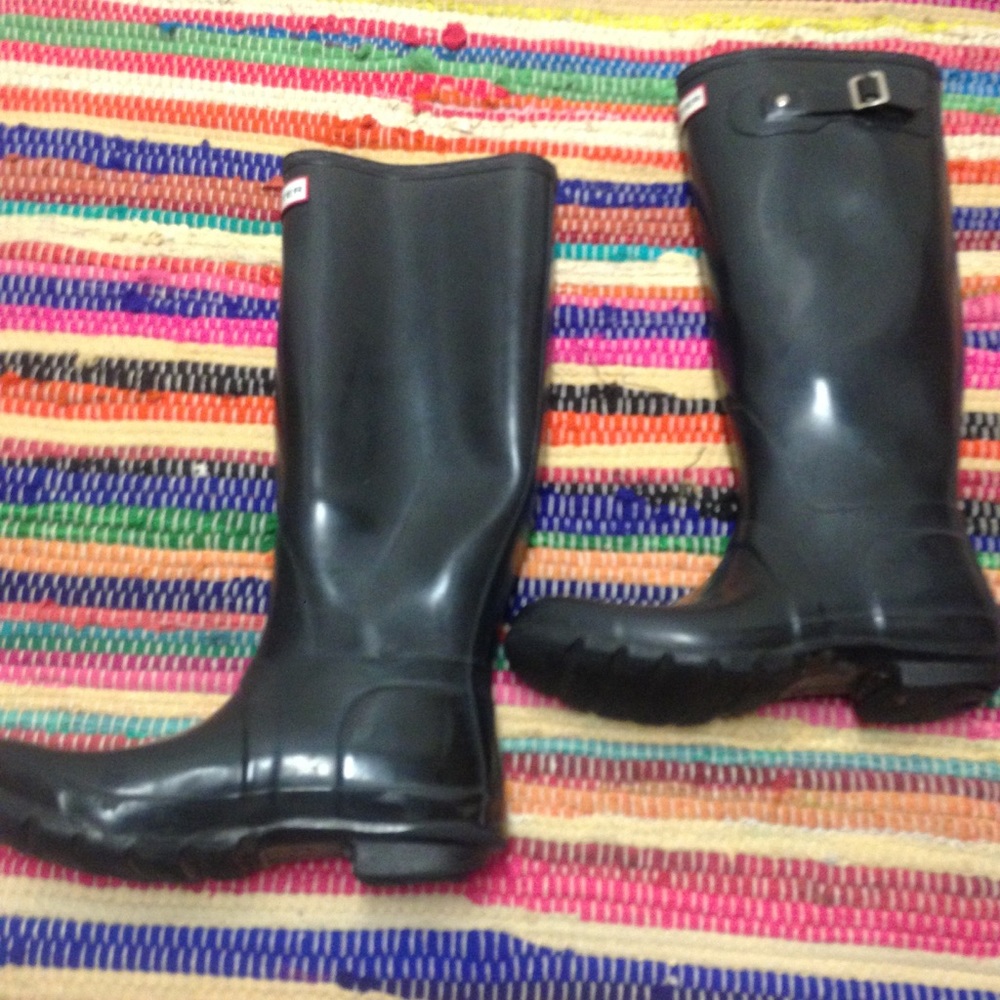 Hunter Tall Black Glossy Boots - Picture 6 of 8